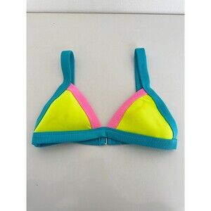 One One Women's Kameron Bikini Top Neon Yellow Blue Pink Size Medium Adjustable